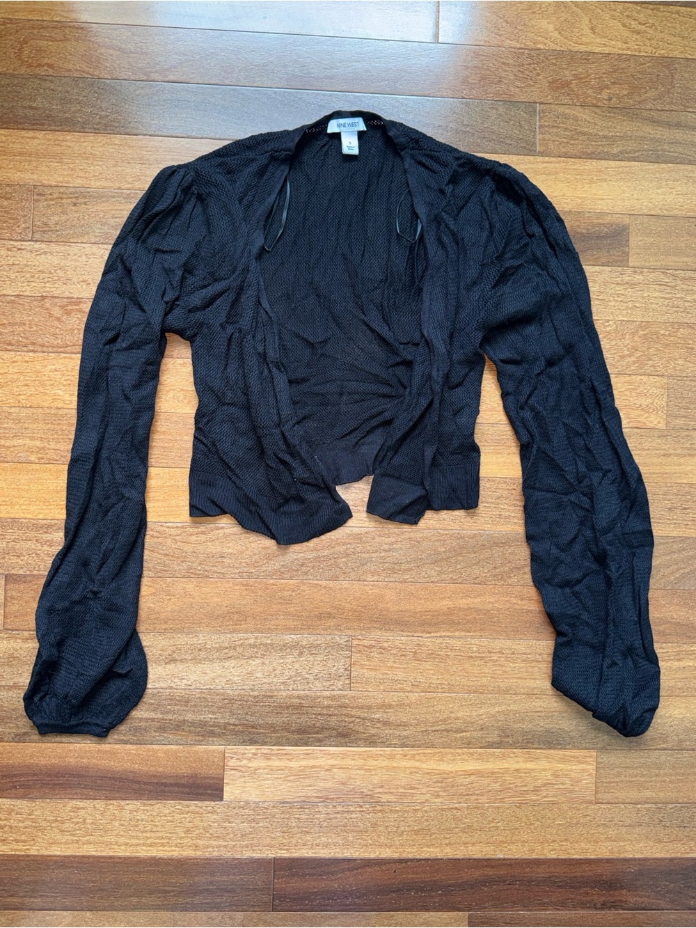 Nine West Black Cropped Open-Front Cardigan